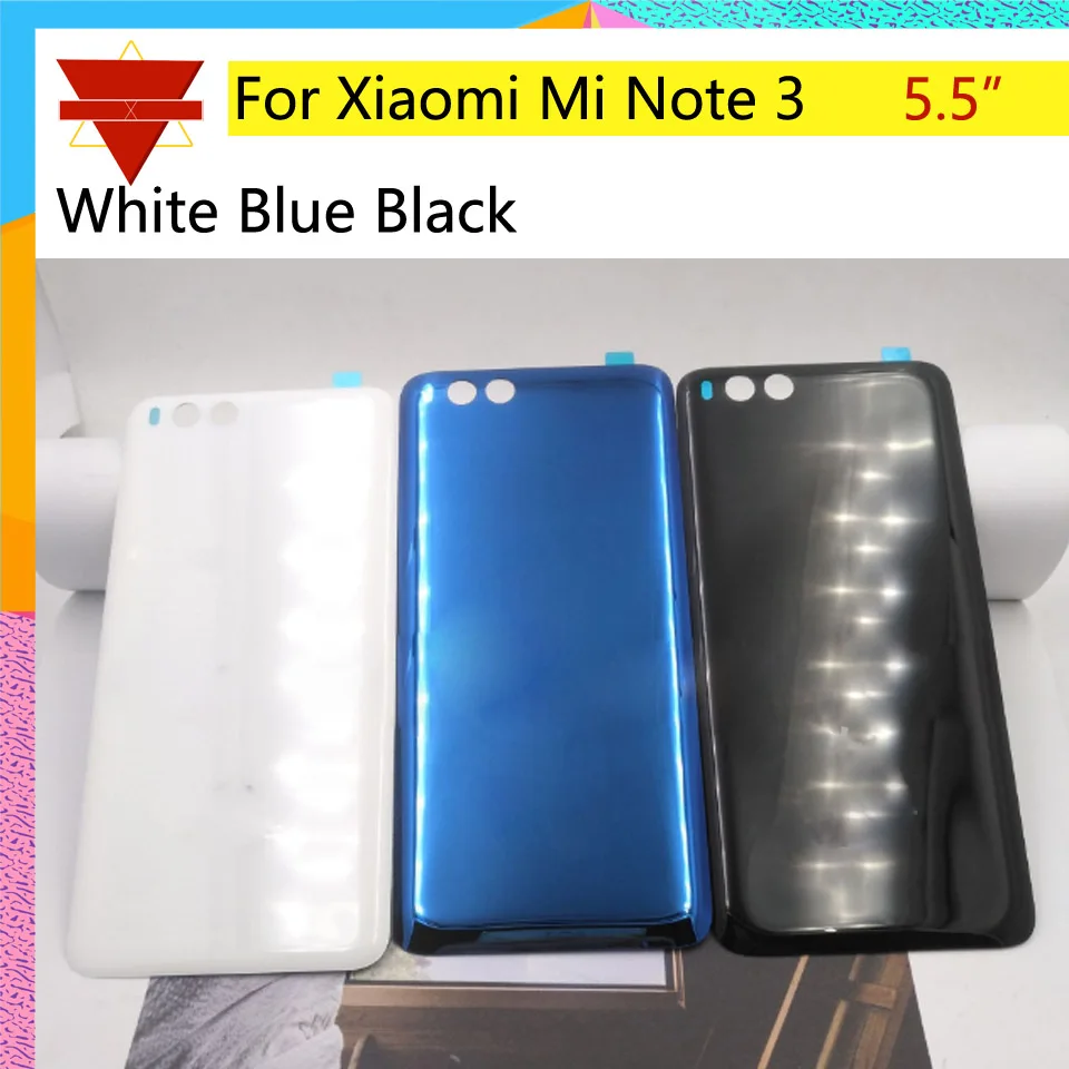 10шт \ лот 5," задняя крышка Bttery для Xiaomi Mi Note 3 задняя крышка батарейный чехол 3D стеклянный корпус Защита шасси с наклейкой