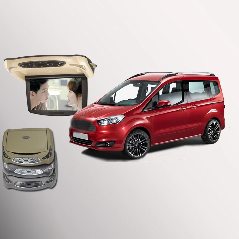

BigBigRoad For Ford Tourneo Courier Car Roof Mounted in car Digital Screen Support HDMI USB FM TV Game IR Remote Flip Down DVD