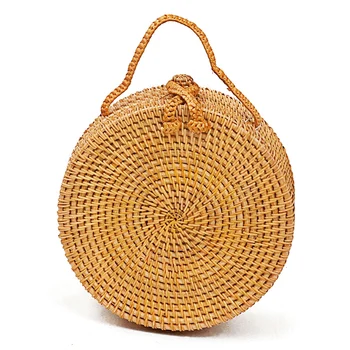 

Women'S Handbags Circle Beach Handwoven Bali Round Retro Rattan Straw