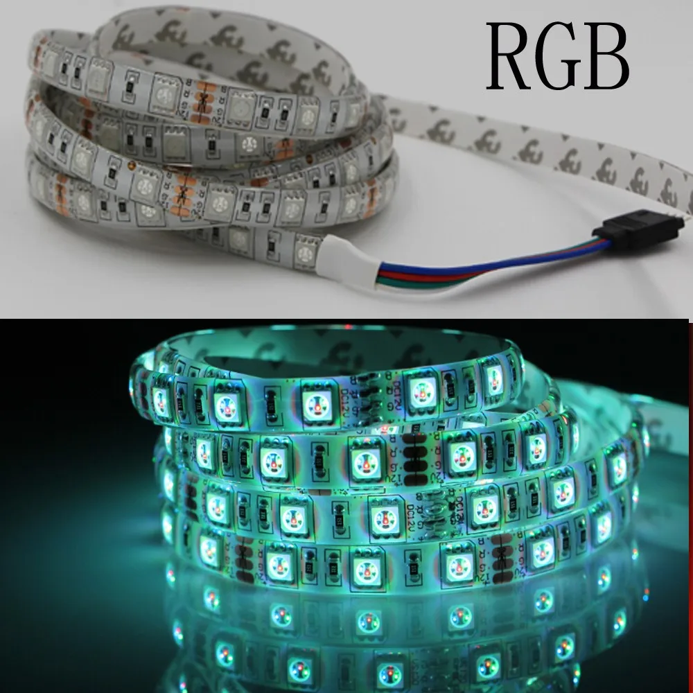 DC 12 в 1/2/3/4/5 м 5050 SMD RGB Светодиодные ленты светильник Водонепроницаемый гибкая светодиодная лента полоска светильник 60 светодиодный s/M Тира домашний декор, лампа для автомобиля