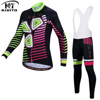 

KIDITOKT 2019 Woman Bib Cycling Sets Mountain Bicycle Cycling Clothing Suit Anti-UV MTB Bike Cycling Clothes Cycling Jersey