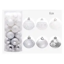 

6cm*24 Christmas Balls Christmas Tree Decoration Balls 6 Color Drawings PVC Festive Gift Christmas tree Ornament