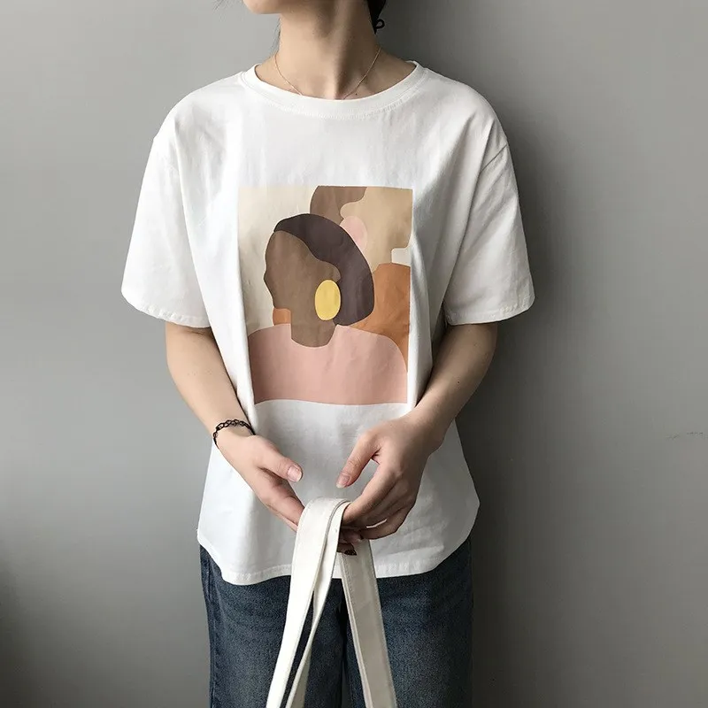 

Summer Women Short Sleeved T Shirt Casual Harajuku Round Neck Tee Shirt Tops