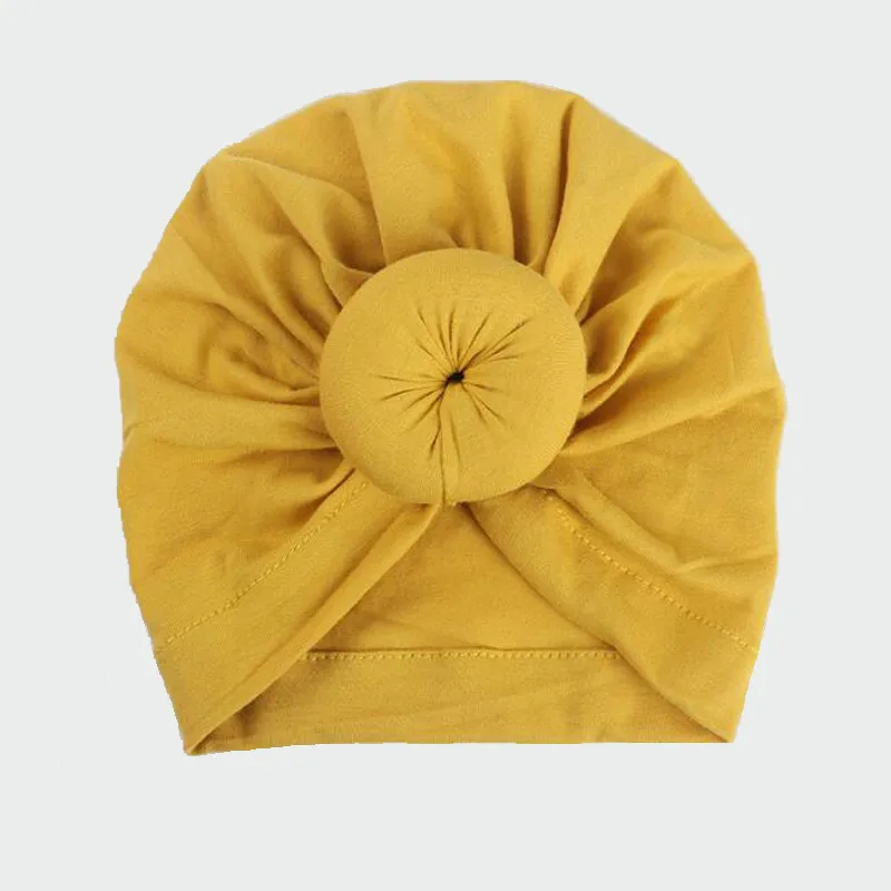 1 предмет модные пончик шапочка для новорожденного, для малыша девушки из эластичного хлопка для маленьких девочек и мальчиков детские шапочки Карамельный цвет тюрбан для младенцев индийские шапки - Цвет: Orange hat