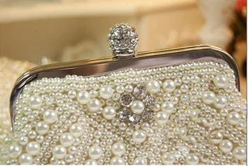 

2016 New Freeshipping Freeshipping Solid Bag Soft Solid Bag Mini(<20cm) Hasp Women Hot Selling Pearl with Diamond Cluth Evening