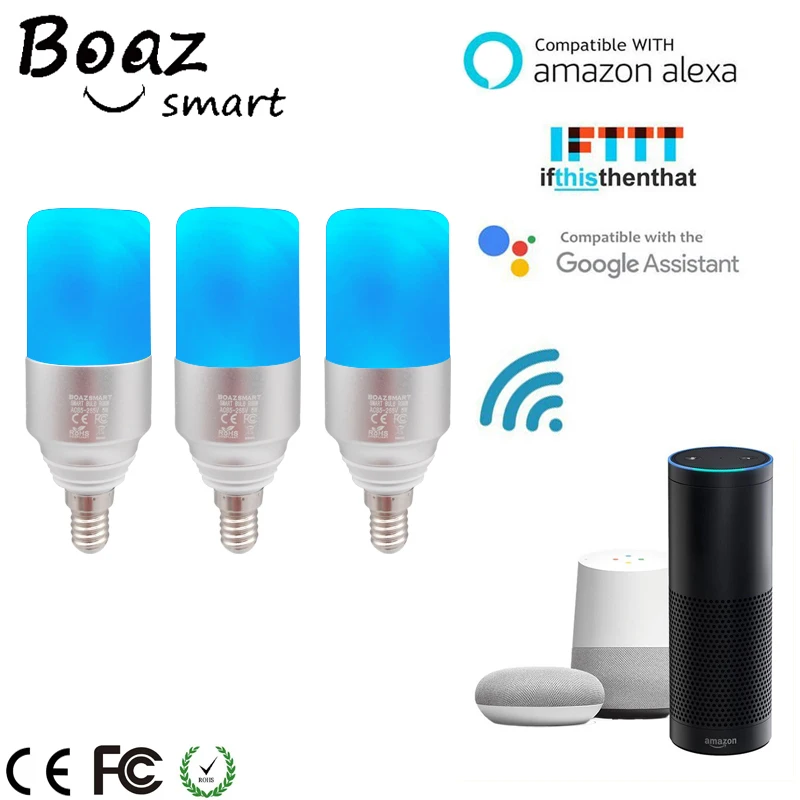 

Boaz E27/E14 Smart Wifi Bulb Voice Control Bulb RGBW Dimmable LED Bulb Smart Light Tuya APP Control Alexa Echo Google Home IFTTT