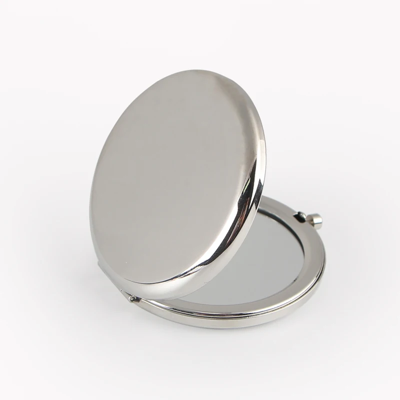 Silver Compact Mirror Dual Side blank Magnifying Costmetic Makeup