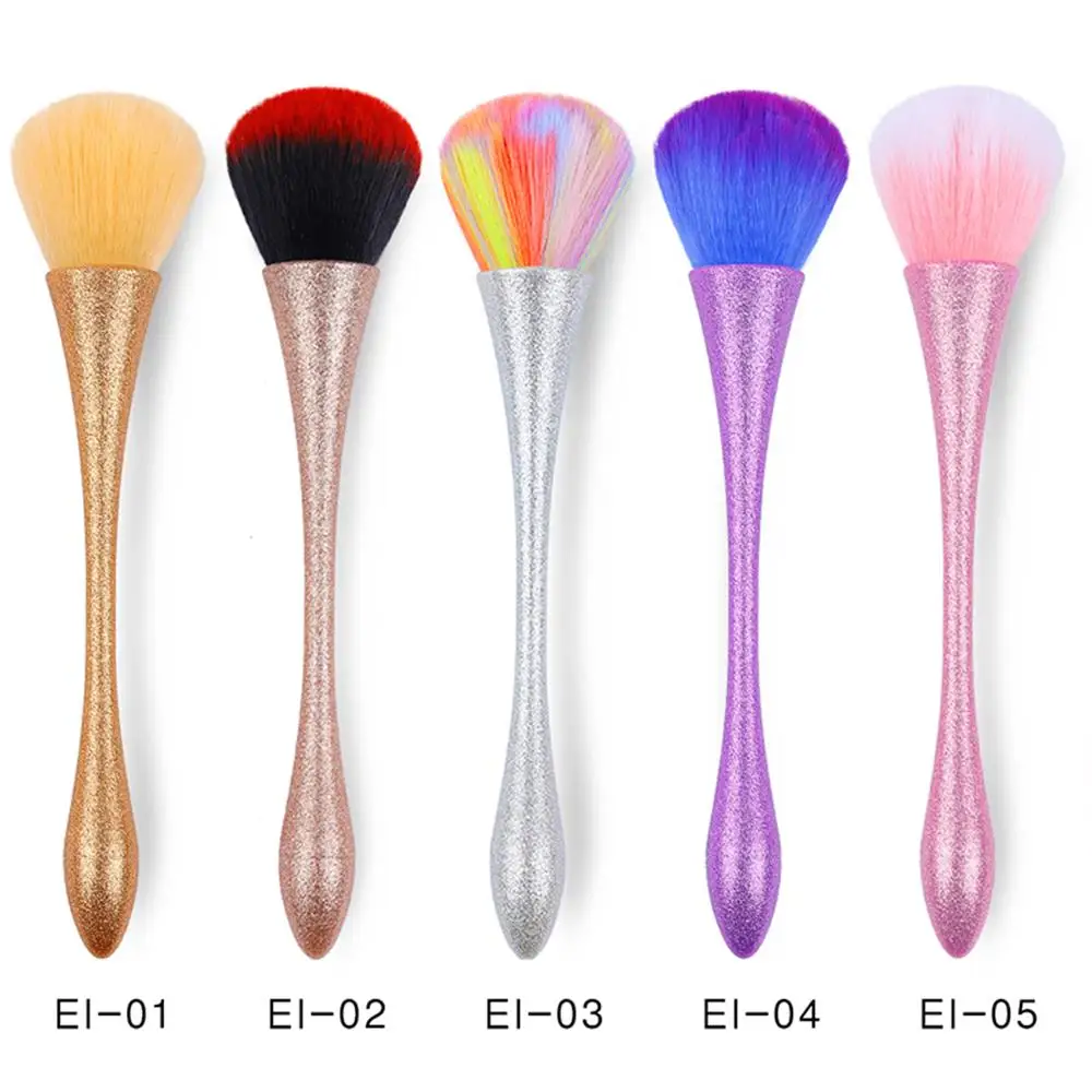 1pc Soft Colorful Cleaning Powder Nail Brush Rose Gold Dust Remove Nail Art Glitter Care Handle Manicure Accessory Tools