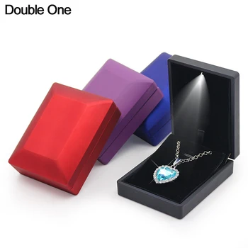 

LED Light Jewelry Box Rubber Marriage Ring Pendant Necklace Bangle Bracelet Box for Jewelry Packaging Display Wedding Gifts 1PC