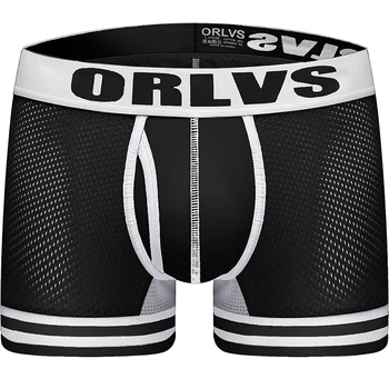 

2019 3D Pouch Boxer Men Underwear Sexy Cotton Star Boxershort Men Ropa Interior Boxer Shorts Man Black White OR599