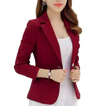 Тонкий женский пиджак с длинными рукавами и куртки, маленький женский костюм, Корейская версия(серый/синий/винный красный/темно-синий), Женский блейзер
