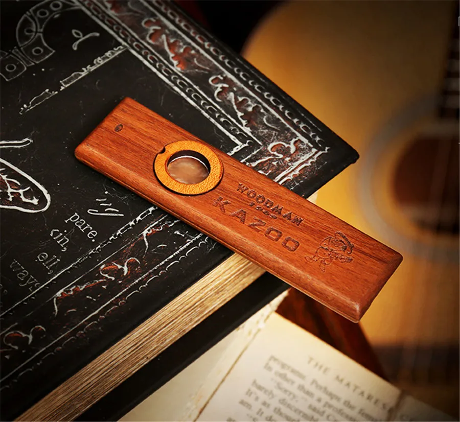 Retro Wooden Kazoo Orff Instruments Ukulele Guitar Partner Music Lovers Wood Harmonica (5)