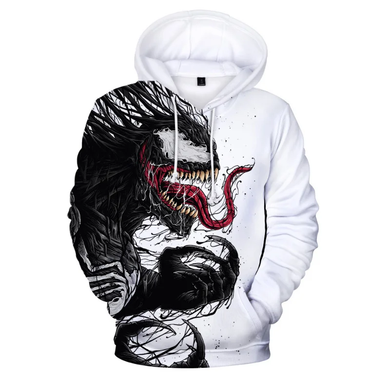 Comic Venom Hoodie Sweatshirts Men Superhero Anime Cool Black Autumn Winter Tops Plus Velvet Warm Hoody Couple Hip Hop Pullovers (2)