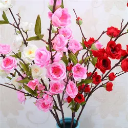 Моделирование длинные филиал сливы цветок 3 цвета 95 см Искусственный цветок Свадебные украшения для дома вечерние аксессуары для стола