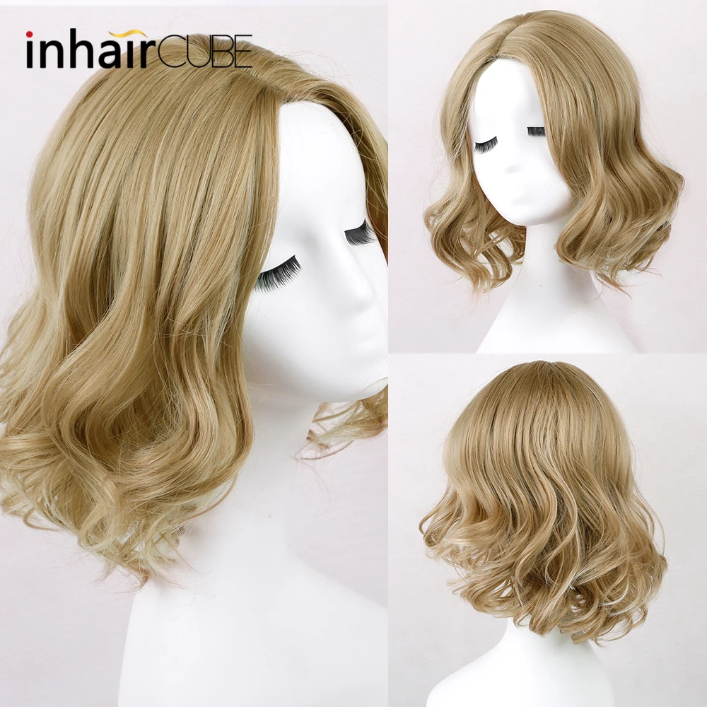 INHAIR CUBE свободные волнистые синтетические парики для волос Блонд женщин ручная