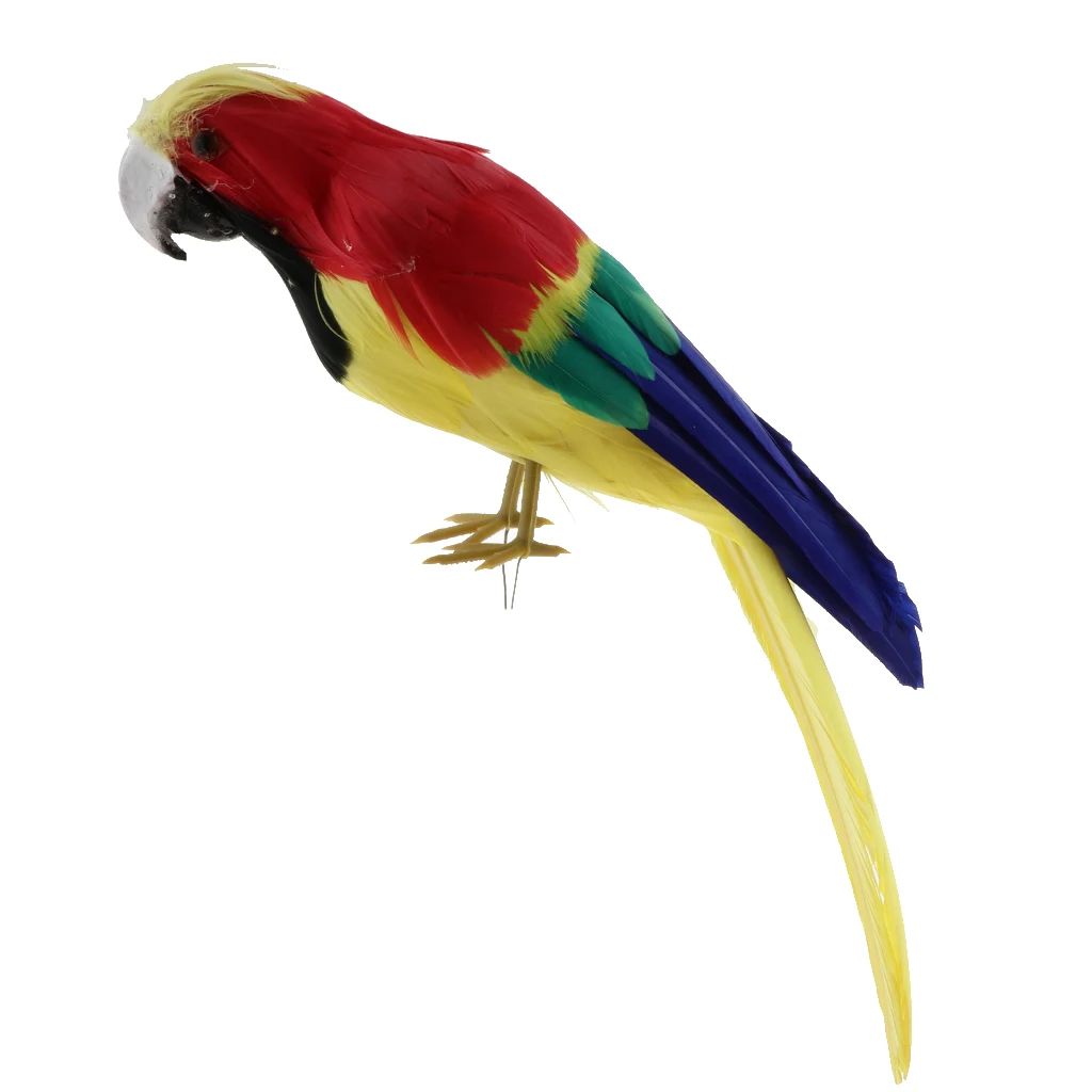 Simulation Parrot Model Artificial Feather Bird Animal Figurine Home Garden Sculptures Yard Law Ornament Decor Fancy Dress Party