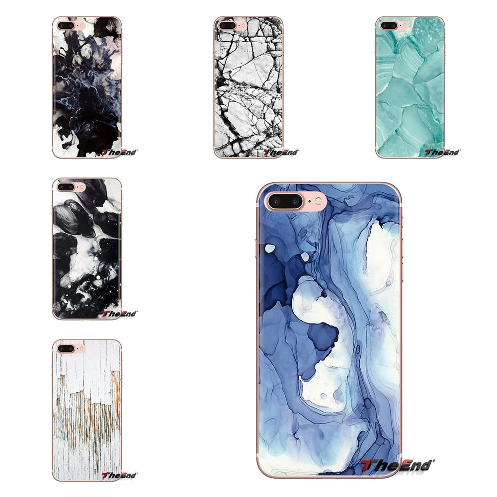 For iPod Touch Apple iPhone 4 4S 5 5S SE 5C 6 6S 7 8 X XR XS Plus MAX Crack White Black Marble Art Pattern Transparent TPU Cover |