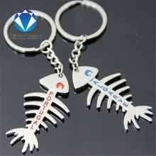 MINGXUAN 1Pair Couple Keychain Key Fish bone Chain Souvenirs Valentine’s Day gift C419