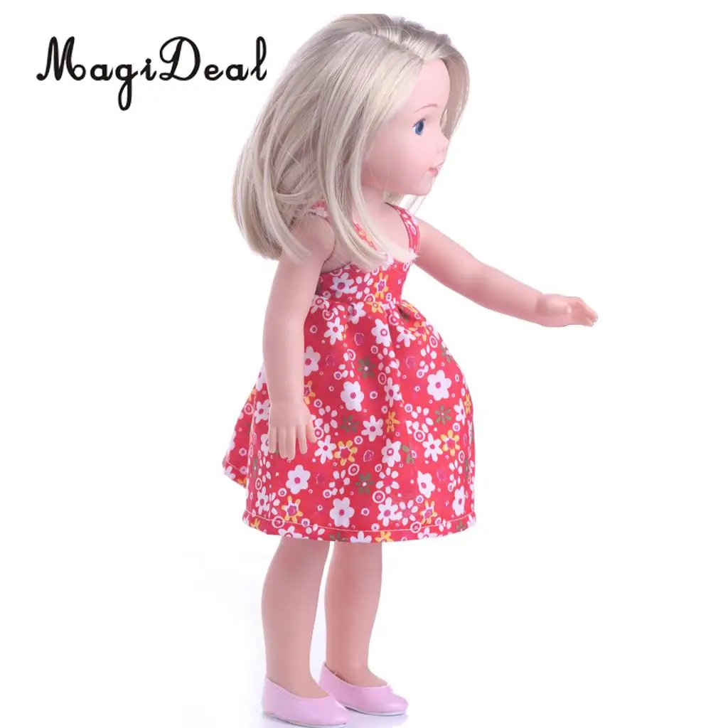 Dolls Stylish Clothes Party Wearing Floral Slip Dress for 14 Inch American Wellie Wishers Doll Outfit Acc Collectibles