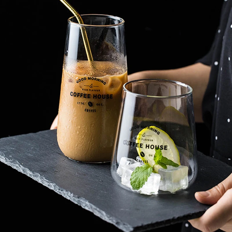1Pc Glass Cup Large Beer Coffee Cup Transparent Glass Beer Coffee Mugs Breakfast Juice Milk Cup Glass Home Office Mug Drinkware (5)