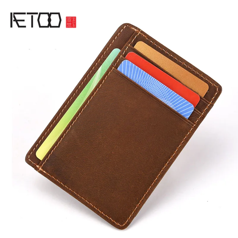 Новинка кожаная карта AETOO Baotou layer mad horse Воловья кожа комплект карт для денег с