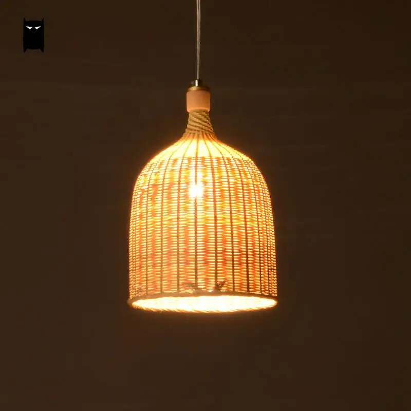 Asian Lighting Fixtures Promotion For Promotional Bamboo Wicker Rattan Round Basket Bucket Pendant Light Fixture Rustic Asian Japan Hanging Lamp Luminaire Design For Dining Room