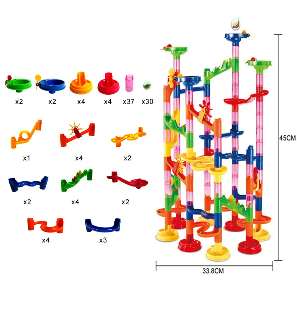 105 шт DIY мраморные пробежки игрушки Лабиринт шарики трек строительные блоки строительные игрушки 3 года детские развивающие трубы игры для детей