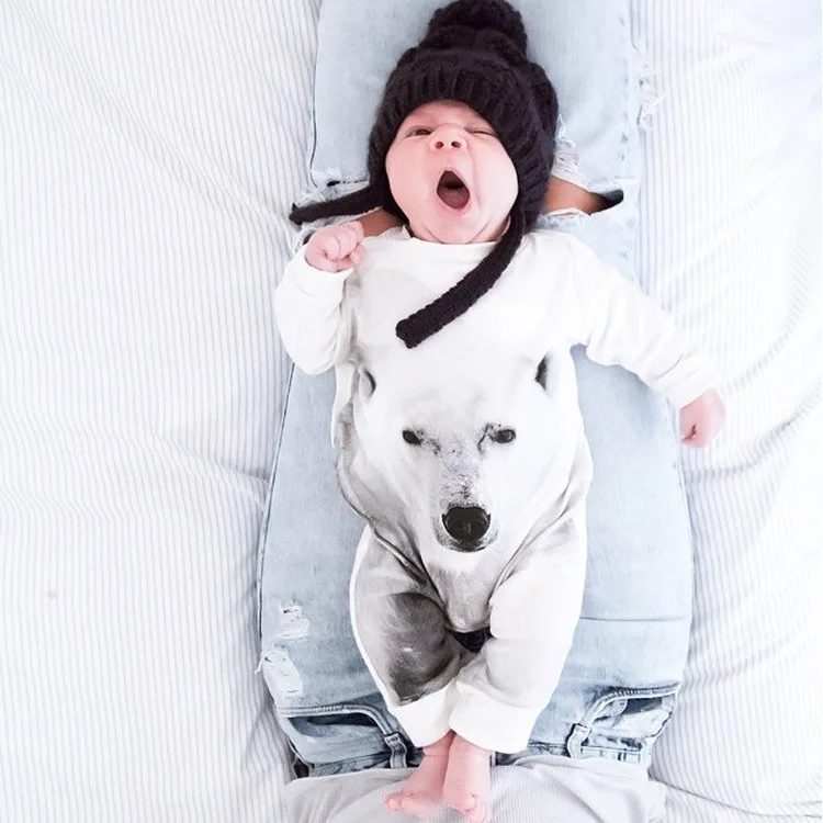 

Fashion polar bear baby rompers newborn baby boy clothes long sleeve baby jumpsuit baby girl clothing infant costume