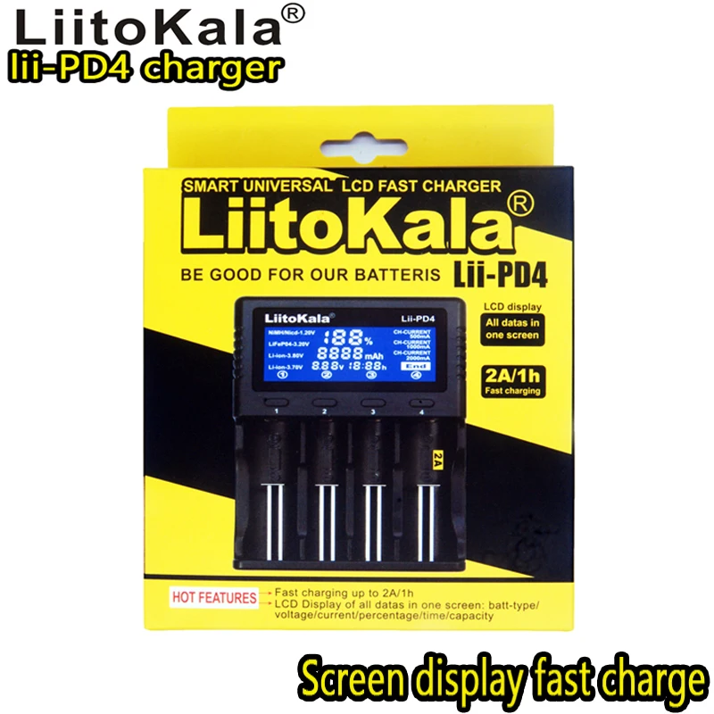 Liitokala lii-PD4 Четыре слота смарт-литиевая батарея устройство 18650 26650 1,2 V аа AAA никель-металлогидридные батареи 3,2 V Утюг литиевая