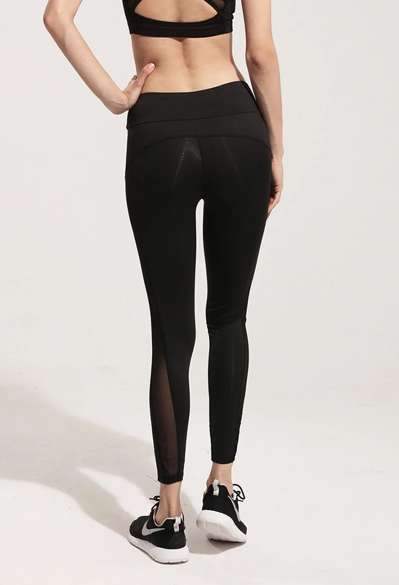 Side mesh panel high waist yoga leggings sporty pants fitness workout pants active jeggings joggings (3)