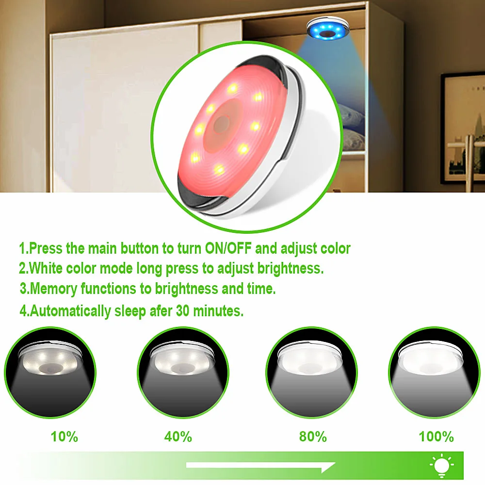 Беспроводной сенсорный датчик Светодиодная подсветка под шкаф кухонный светодиодный шкаф с батареей/шкаф шайба светильник с контроллером затемняемый ночник