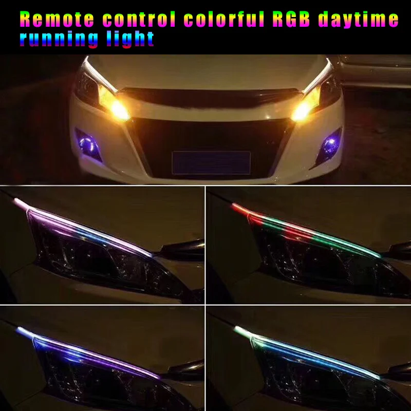 2 шт. RGB светодиодные полосы для фар DRL поворотный свет с пультом дистанционного
