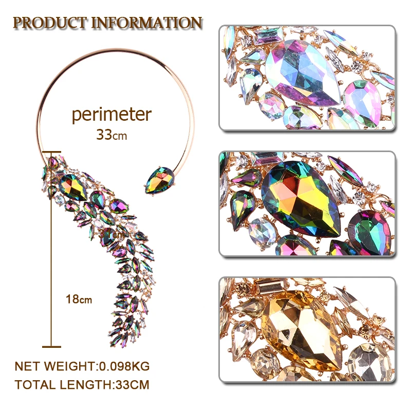 Vedawas новая мода кристалл Свадебная вечеринка ювелирные изделия роскошный уникальный кулон себе ожерелье чокер воротник 2621