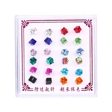 10/12/15 пар/компл., украшенные разноцветными кристаллами серьги-гвоздики набор Стекло цветок квадратный хрустальный пирсинг комплект серег для Для женщин Brincos, можно носить