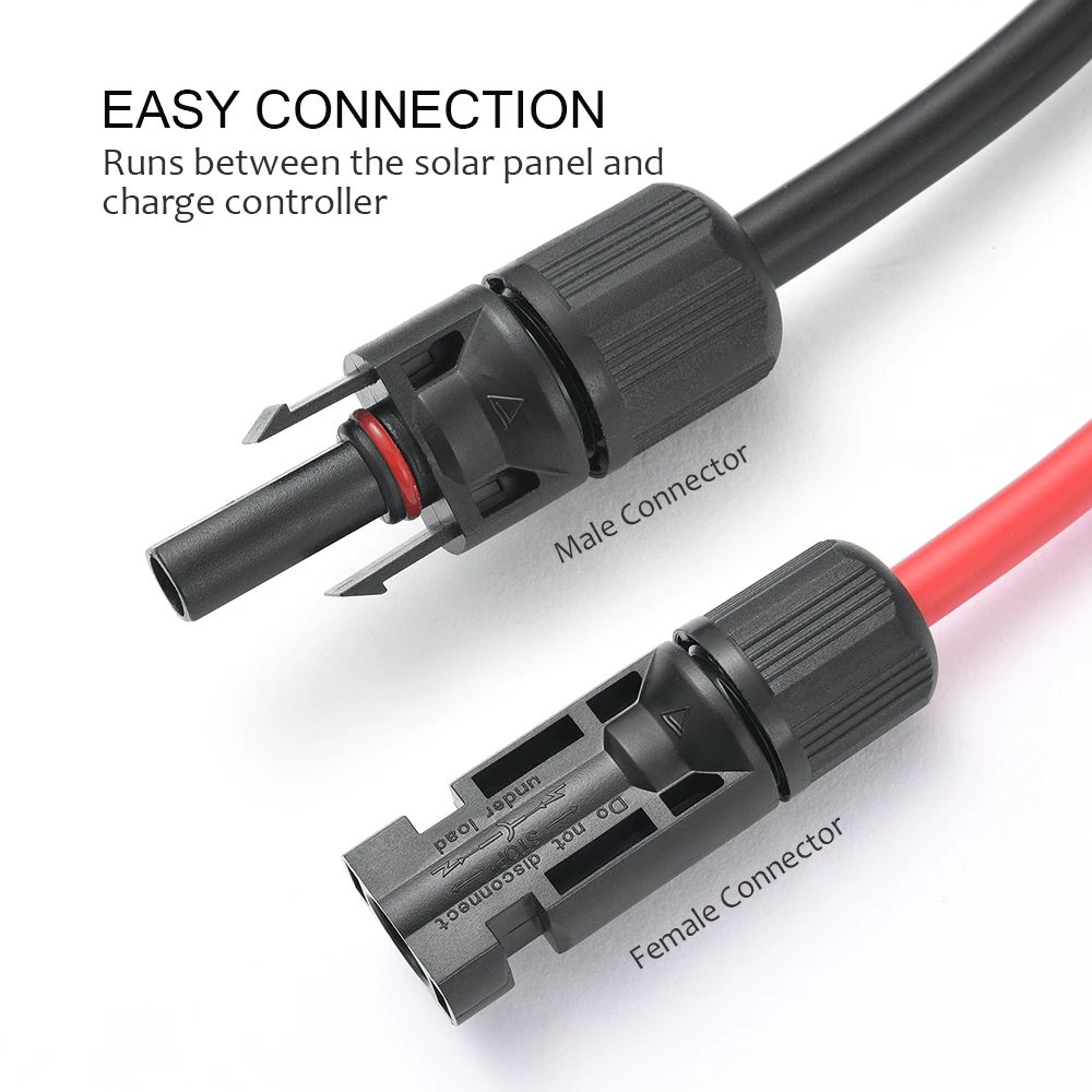 MICTUNING 10AWG Солнечный удлинитель с MC4 женский и мужской разъем 1 пара 10 футов красный+ 10 футов Черный Солнечная панель Адаптер MC4 Комплект кабелей