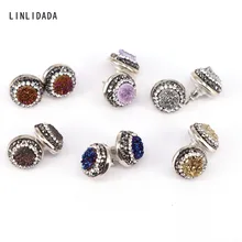 8 пар натуральный титановый кварц камень серьги гвоздики, проложить горный хрусталь круглой формы драгоценные камни серьги