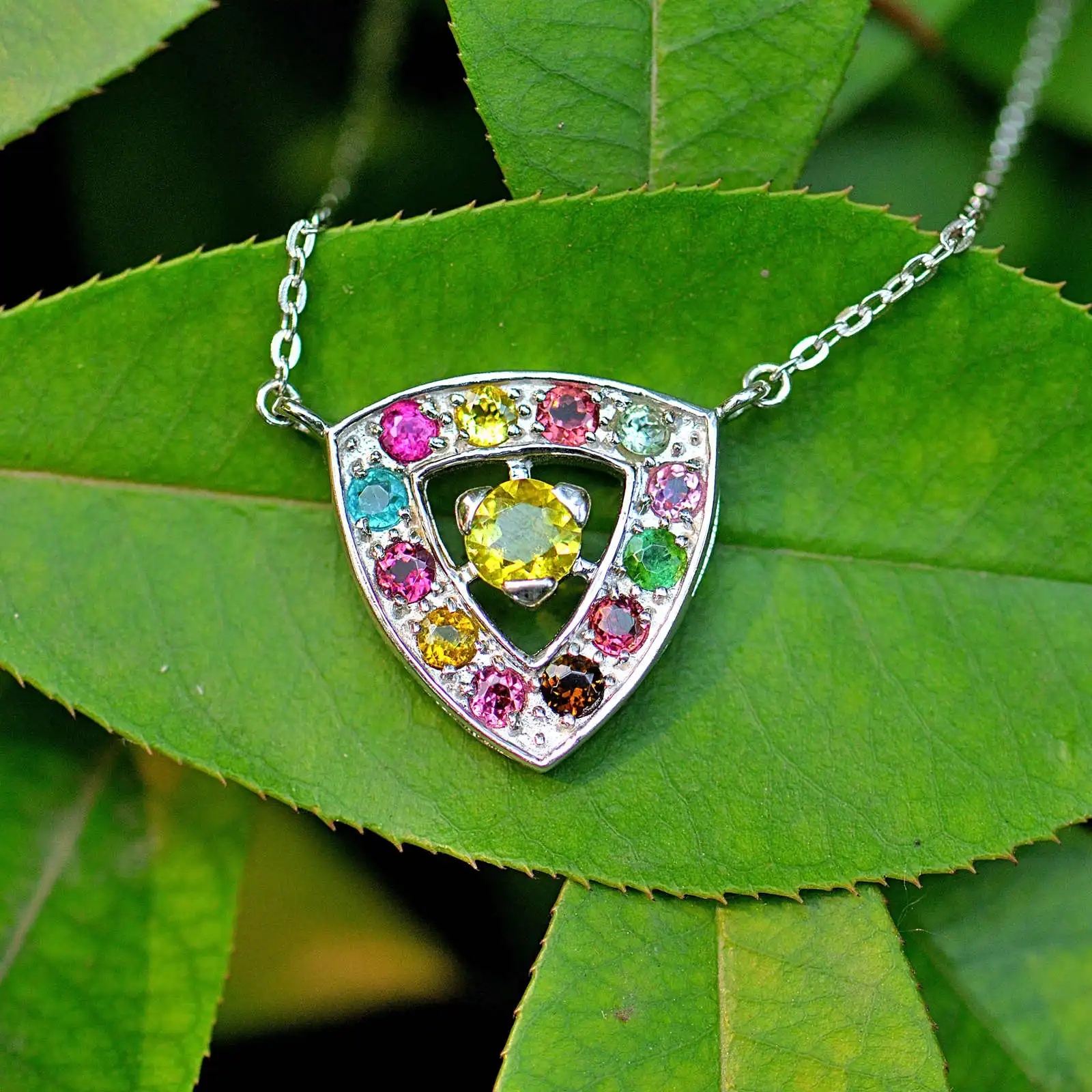 

4.1ct Natural Tourmaline Sterling Silver Yellow Heart Necklace