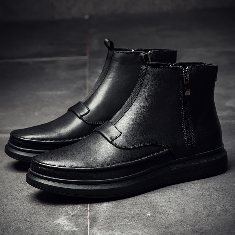 CYYTL/мужские кожаные ботинки высокого качества; зимняя мужская теплая обувь на молнии; Рабочая обувь в байкерском стиле; Zapatos de Hombre Botas Erkek Bot