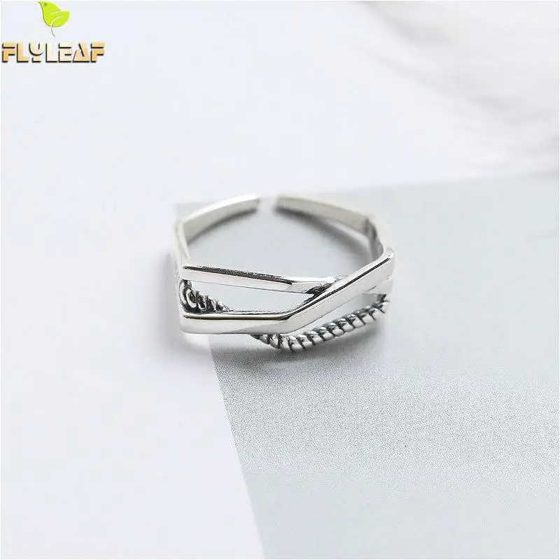 Flyleaf 925 Sterling Silver Rings For Women Personality Je Shape Weaving Femme Fashion Fine Jewelry Simple Open Ring Vintage huismerk kopen in de aanbieding Flyleaf 925 Sterling Silver Rings For Women Personality Je Shape Weaving Femme Fashion Fine Jewelry Simple Open Ring Vintage huismerk kopen in de aanbieding