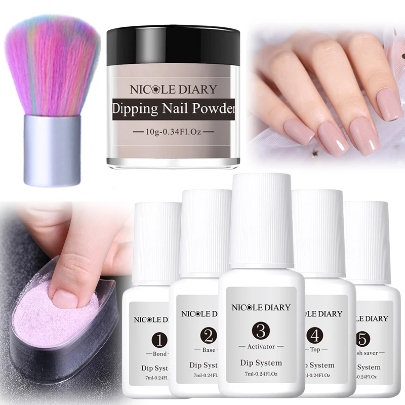 

8Pcs/set Dipping Nail Glitter Powder Kits Pink Gradient French Chrome Pigment Natural Fast Dry Without Lamp Cure 6/4pcs
