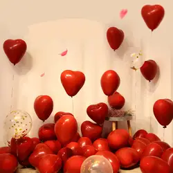 Шт. 100 шт. Романтический Рубиновый Красный Любовь Сердце латексные гелиевые шары для свадебного украшения День Святого Валентина