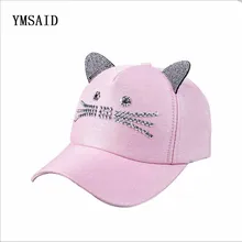 Ymsaid горный хрусталь Snapback для девочек милые кошачьи уши бейсболка с изображением героев мультфильма Женские повседневные кепки от солнца колпачки кости Casquette для женщин