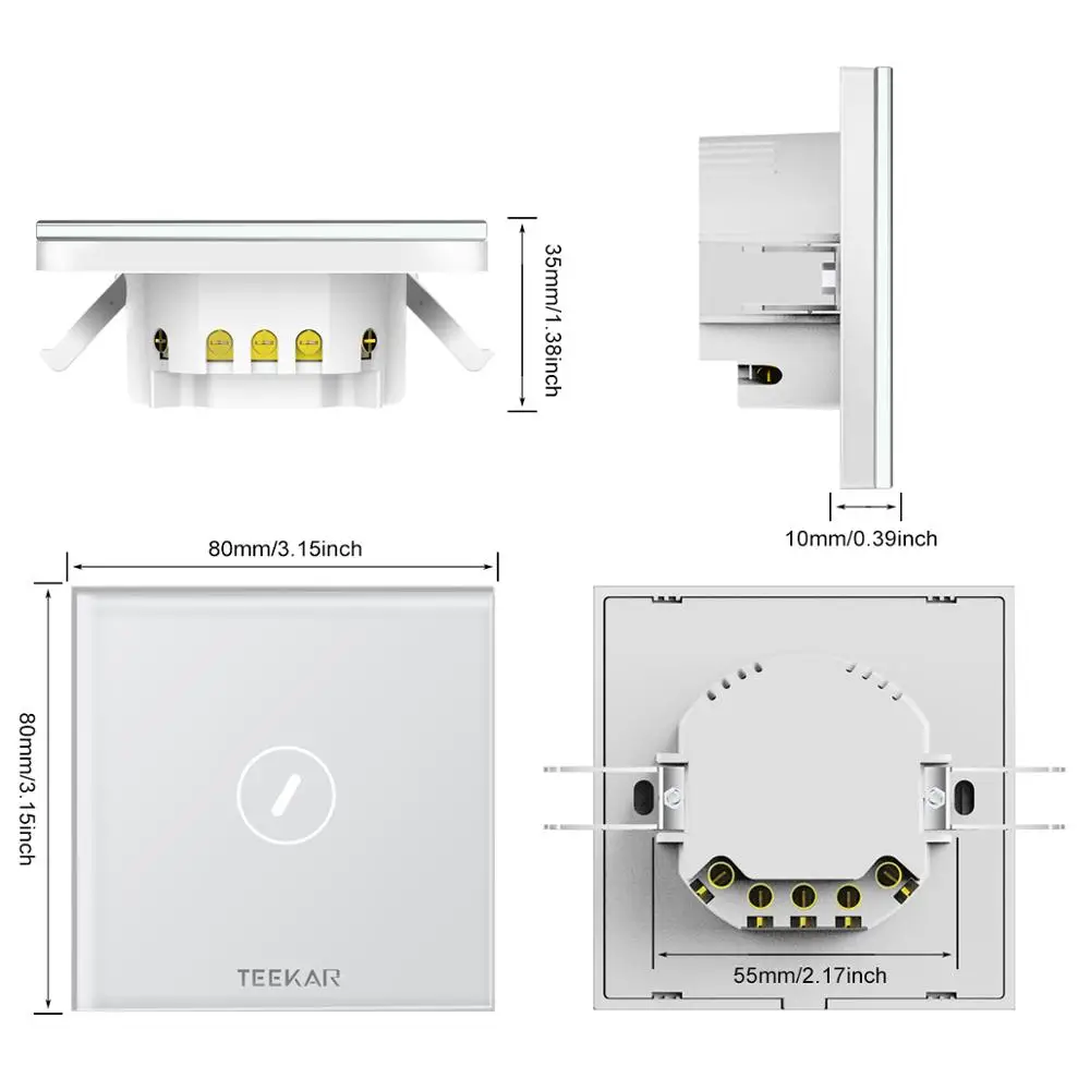  Teekar Touch Switch Smart Light Switch Panel 1/2/3 Gang Wall Touch Wifi Switch EU Standard Work wit - 33030860599