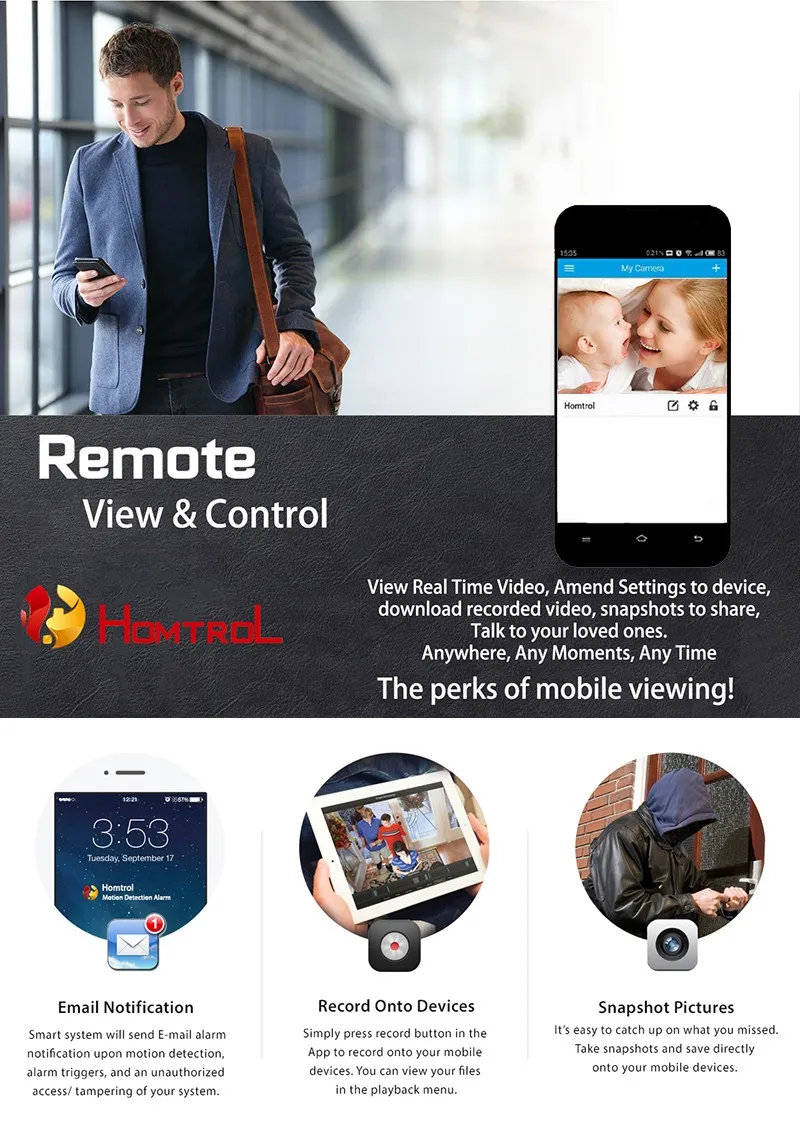 Homtrol Baby Monitor with Temperature & Humidity Sensor Pan Tilt WiFi IP Camera HT-SC700 9