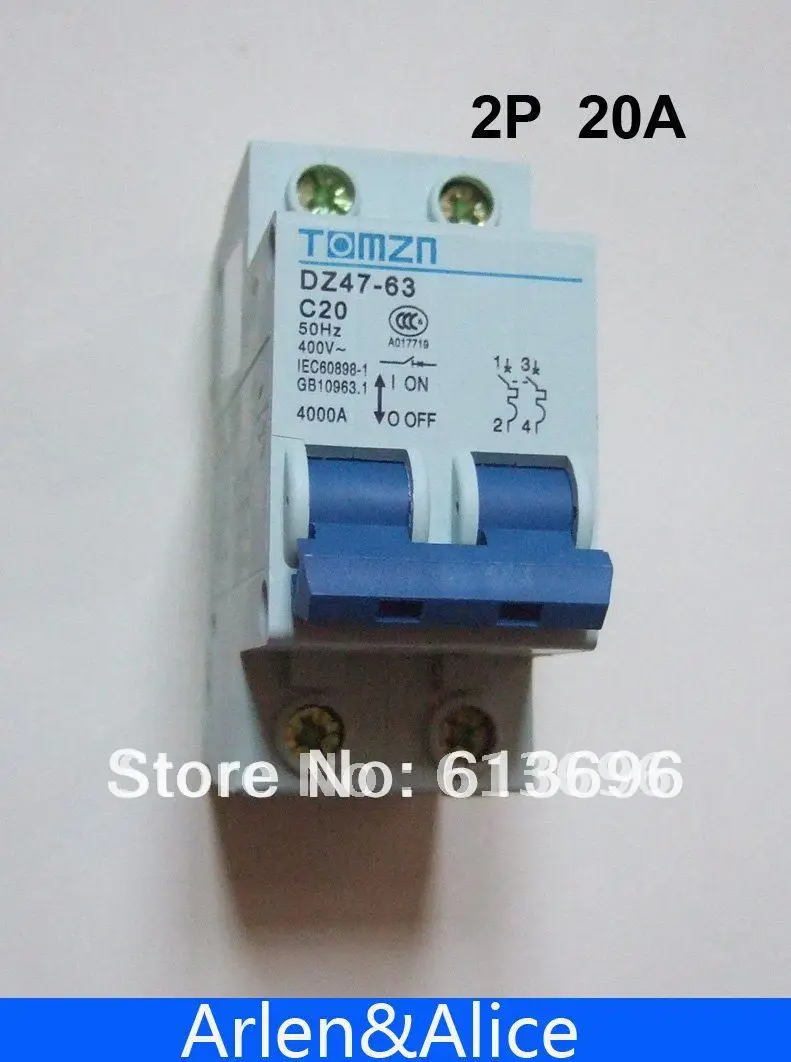 

2P 20A 400V~ 50HZ/60HZ Circuit breaker AC MCB safety breaker C type