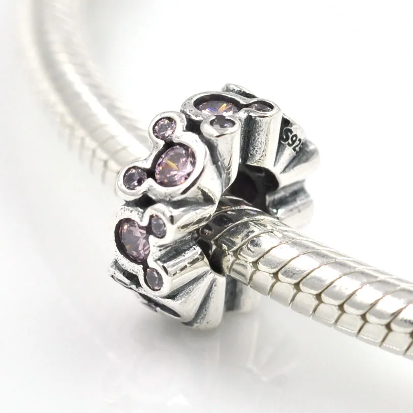 Fit Pandora Charms Bracelet Bead Spring Collection Pink Minnie Spacer