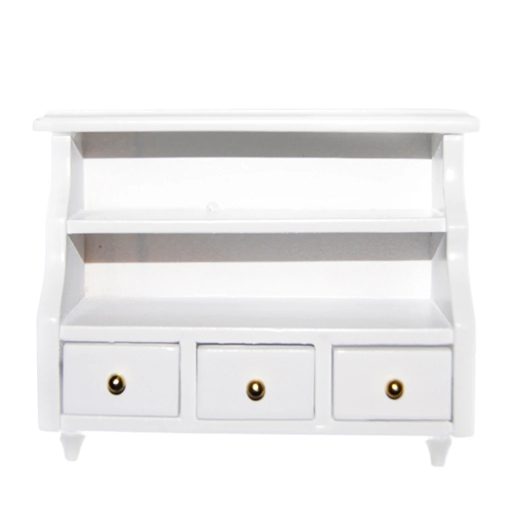 Modern 1/12 Scale Bathroom Toilet Cabinet Dollhouse Miniatures Furniture White