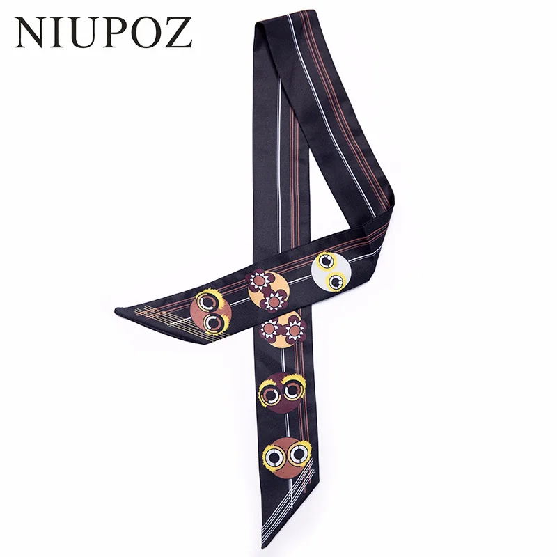 

New Design Luxury Brand Monster smiley face Thin Long Bag Handbag Small Twill Silk Scarf Ribbon Women Tie Headband M304