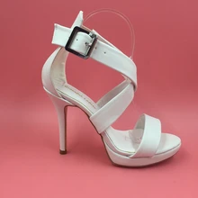 2016 White Bridal Wedding Shoes Custom Made Plus Size Shoes Buckle Strap Sandals For Women New Arrive Hot Sale Shoes Real Image