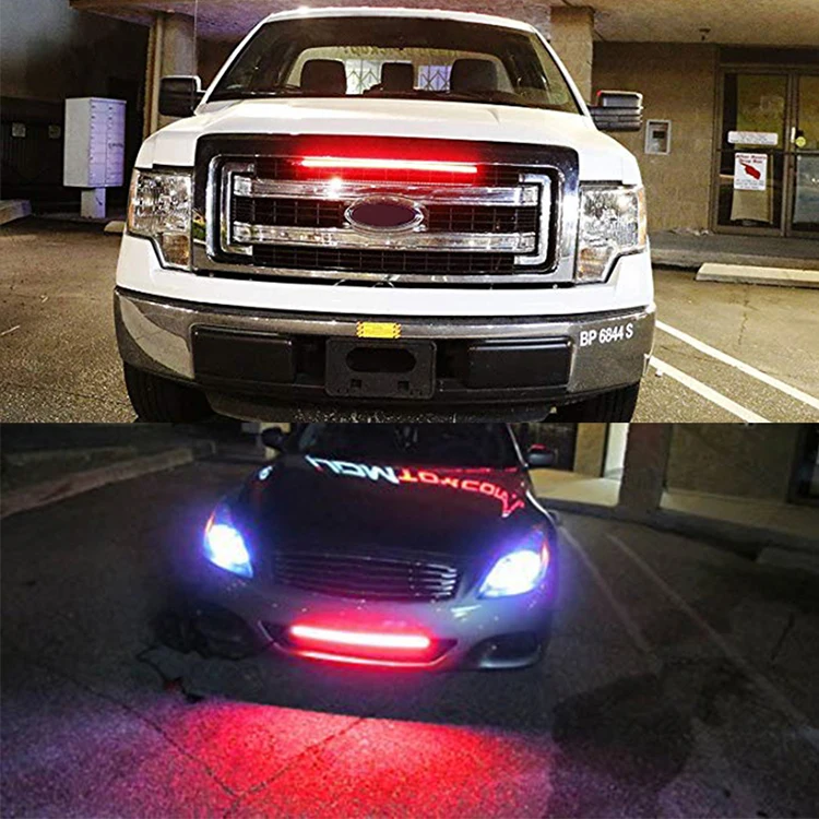 OKEEN, 22 см, 32 см, 42 см, Универсальный гибкий светодиодный светильник на переднюю решетку автомобиля Предупреждение ющий, аварийный, стробоскопический, светодиодный, красный, янтарный